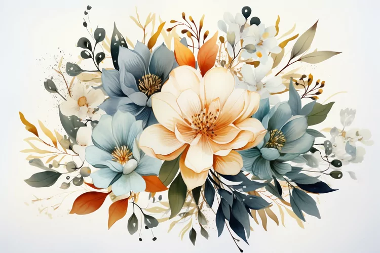 Watercolor Flowers Bouquets, illustration Background