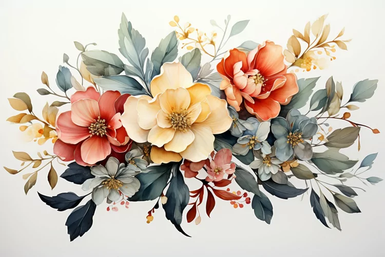 Watercolor Flowers Bouquets, illustration Background