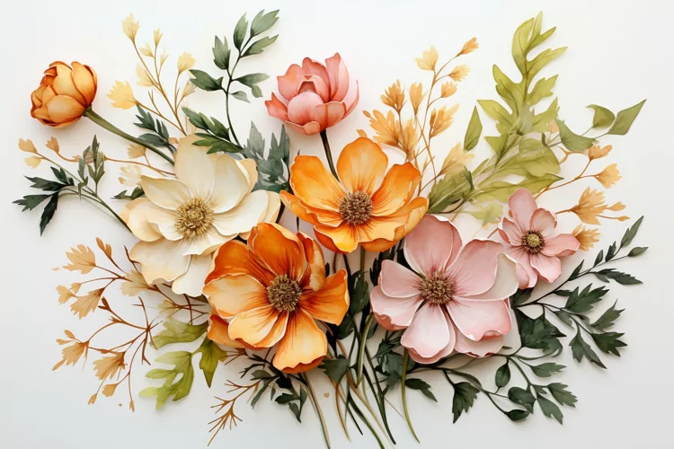 Watercolor Flowers Bouquets, illustration Background