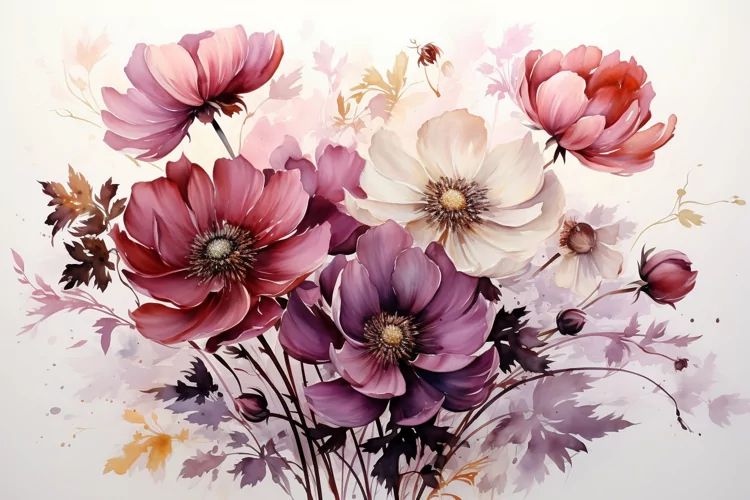 Watercolor Flowers Bouquets, illustration Background