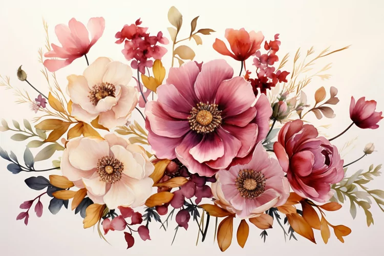 Watercolor Flowers Bouquets, illustration Background