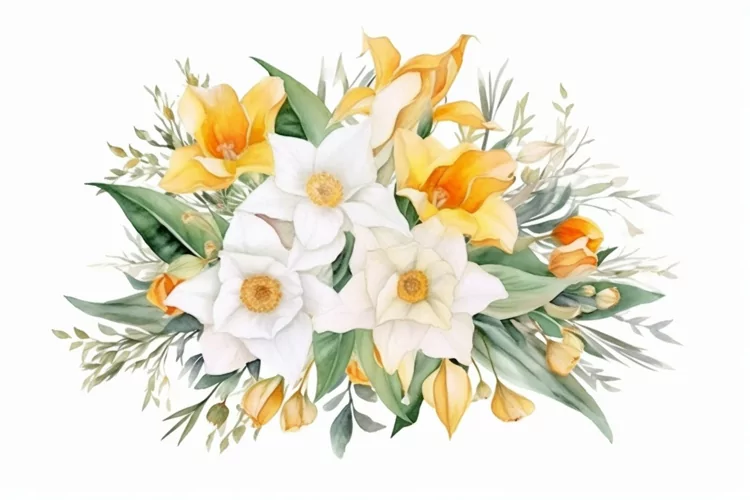 Watercolor Flowers Bouquets, illustration Background