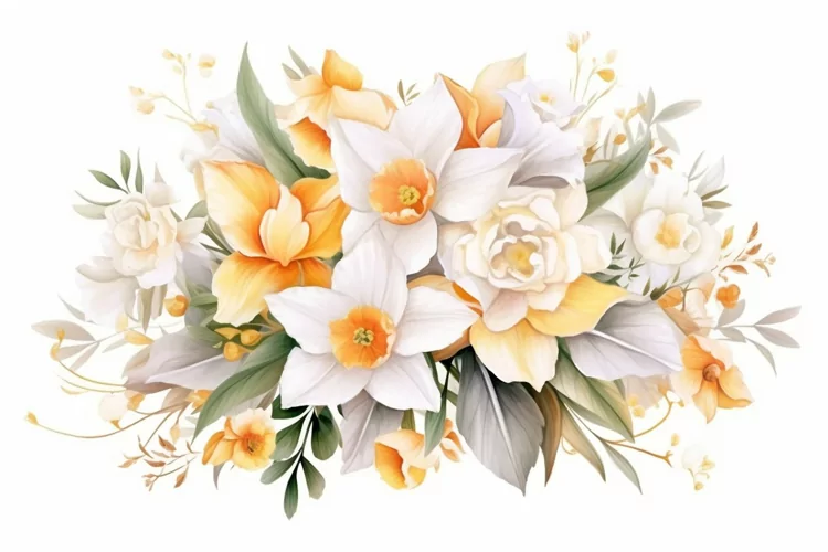 Watercolor Flowers Bouquets, illustration Background