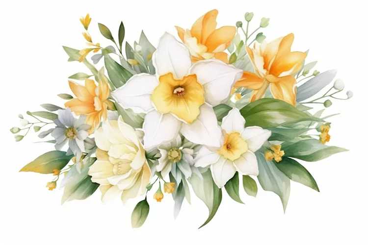 Watercolor Flowers Bouquets, illustration Background