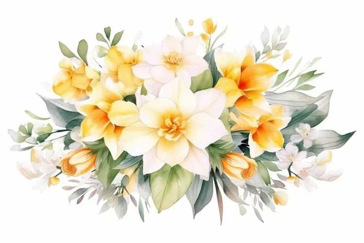 Watercolor Flowers Bouquets, illustration Background