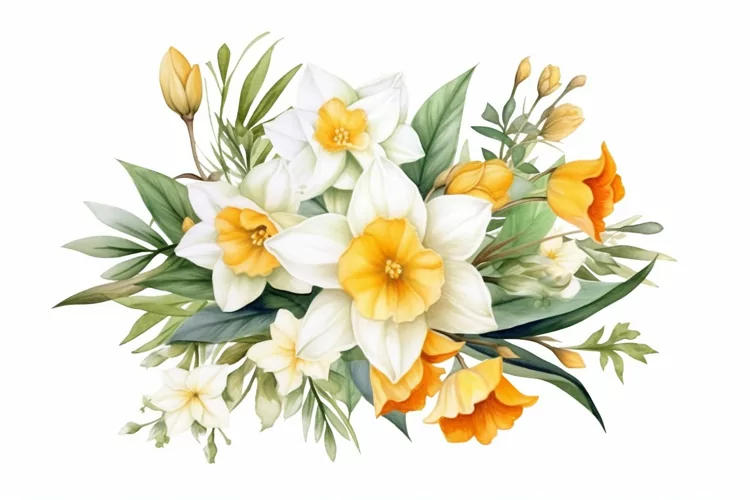 Watercolor Flowers Bouquets, illustration Background