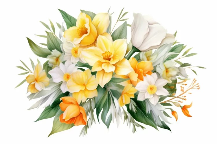 Watercolor Flowers Bouquets, illustration Background