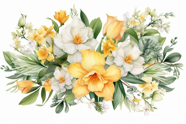 Watercolor Flowers Bouquets, illustration Background