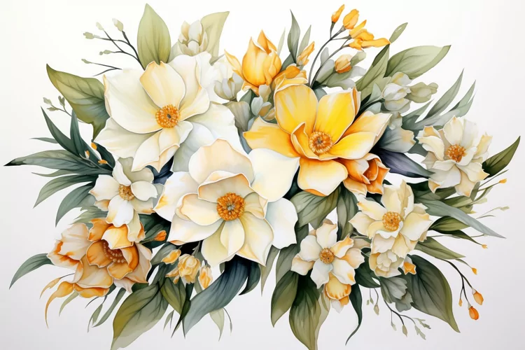 Watercolor Flowers Bouquets, illustration Background