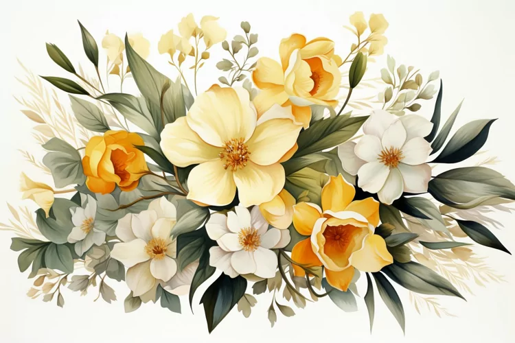 Watercolor Flowers Bouquets, illustration Background