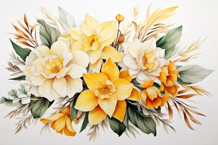 Watercolor Flowers Bouquets, illustration Background