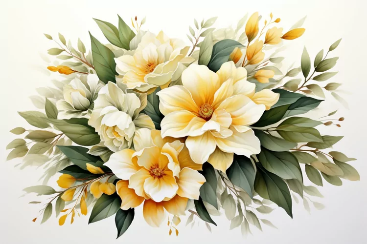 Watercolor Flowers Bouquets, illustration Background