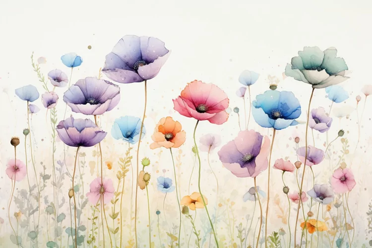 Watercolor Flowers Bouquets, illustration Background