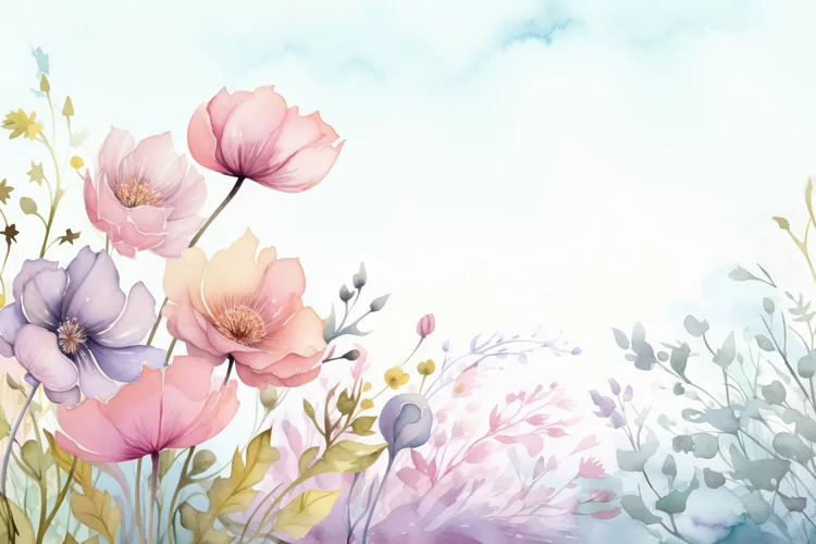 Watercolor Flowers Bouquets, illustration Background
