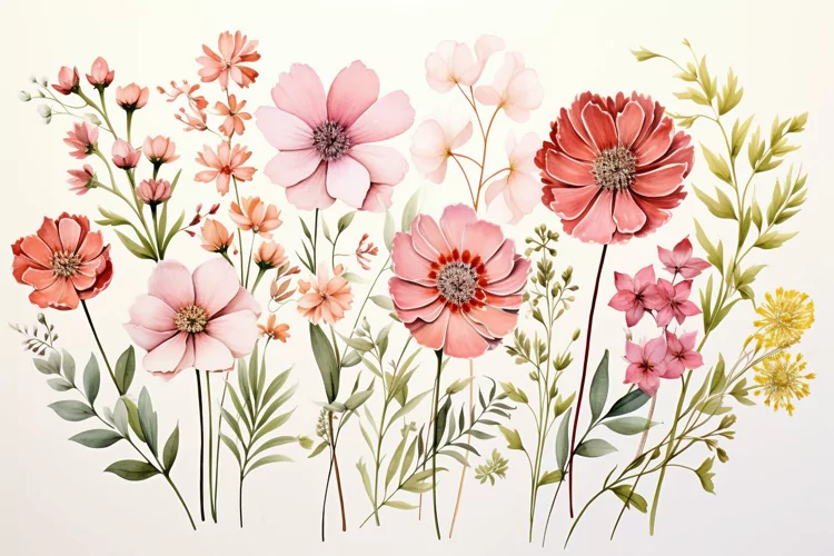Watercolor Flowers Bouquets, illustration Background