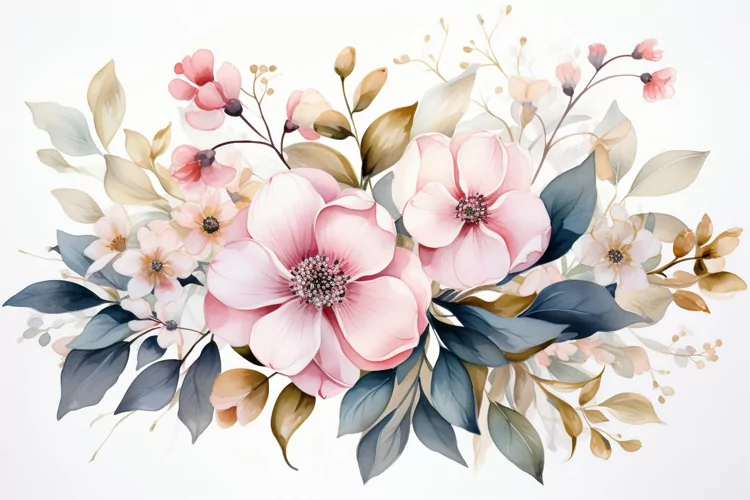 Watercolor Flowers Bouquets, illustration Background