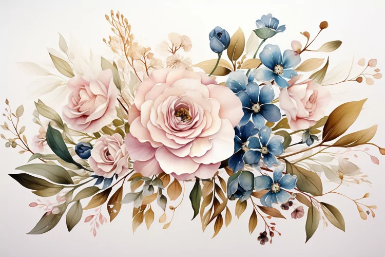 Watercolor Flowers Bouquets, illustration Background