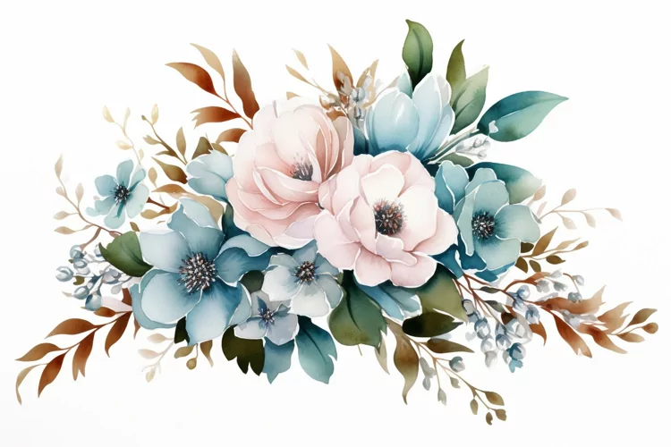 Watercolor Flowers Bouquets, illustration Background