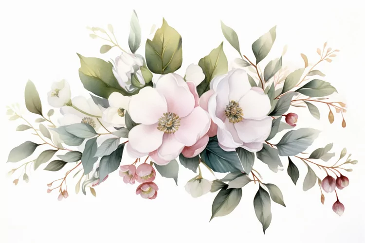 Watercolor Flowers Bouquets, illustration Background