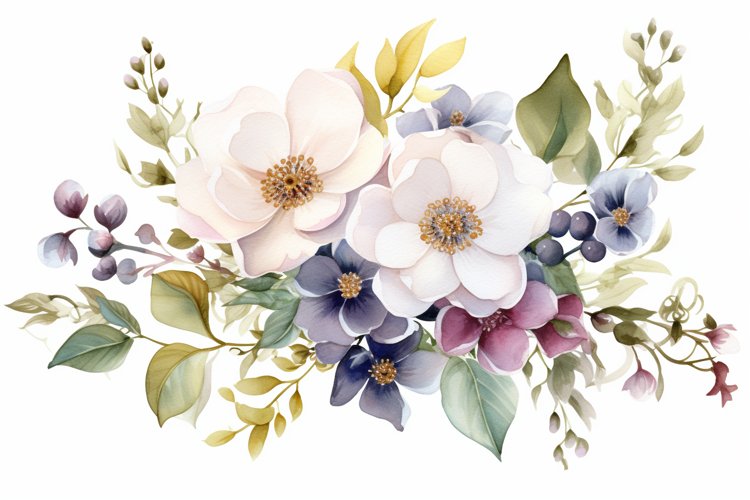 Watercolor Flowers Bouquets, illustration Background