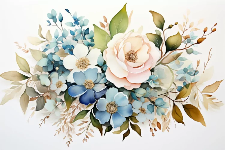 Watercolor Flowers Bouquets, illustration Background