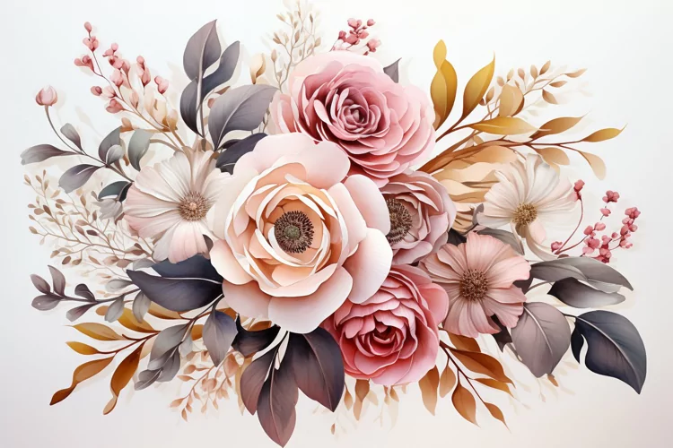 Watercolor Flowers Bouquets, illustration Background