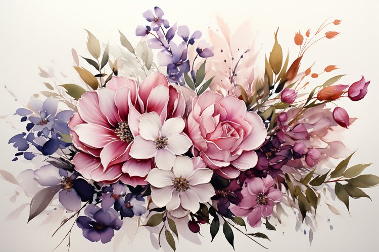 Watercolor Flowers Bouquets, illustration Background