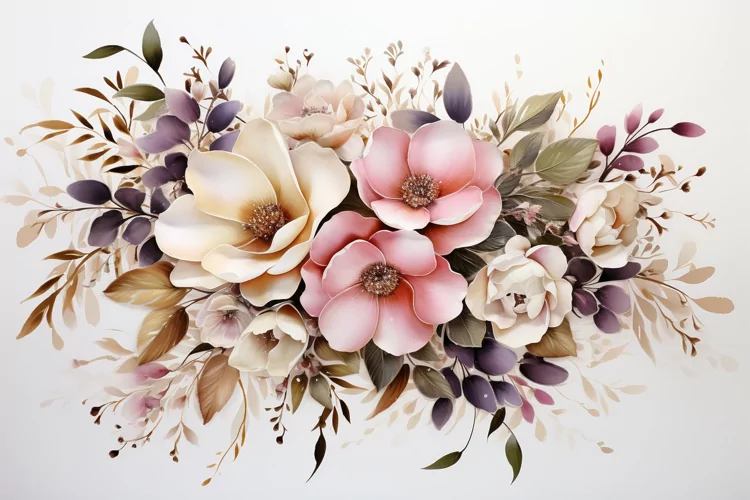 Watercolor Flowers Bouquets, illustration Background