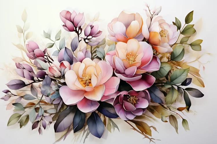 Watercolor Flowers Bouquets, illustration Background