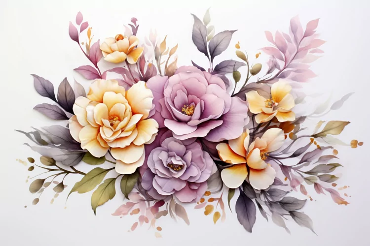 Watercolor Flowers Bouquets, illustration Background