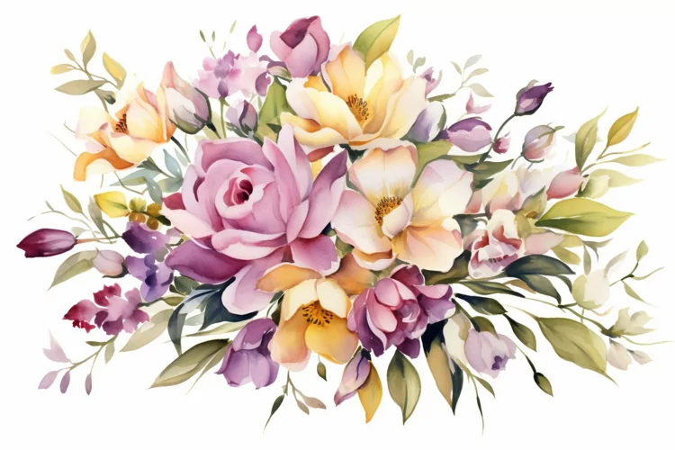 Watercolor Flowers Bouquets, illustration Background