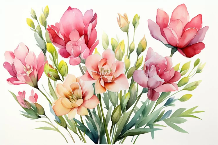 Watercolor Flowers Bouquets, illustration Background
