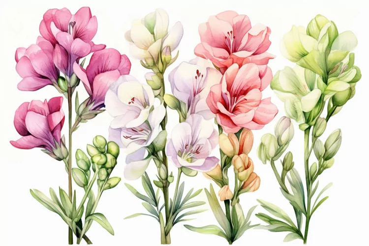Watercolor Flowers Bouquets, illustration Background