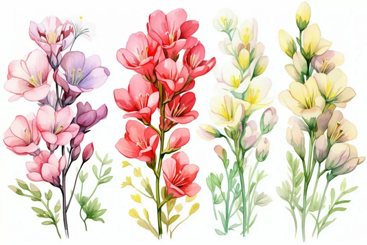 Watercolor Flowers Bouquets, illustration Background