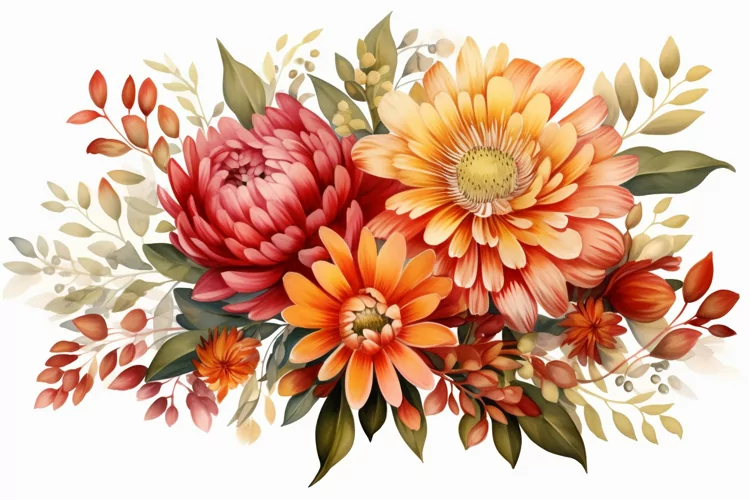 Watercolor Flowers Bouquets, illustration Background