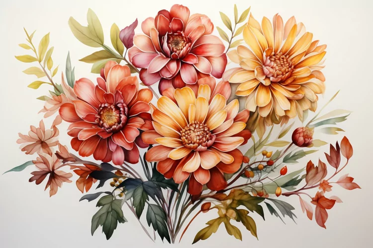 Watercolor Flowers Bouquets, illustration Background