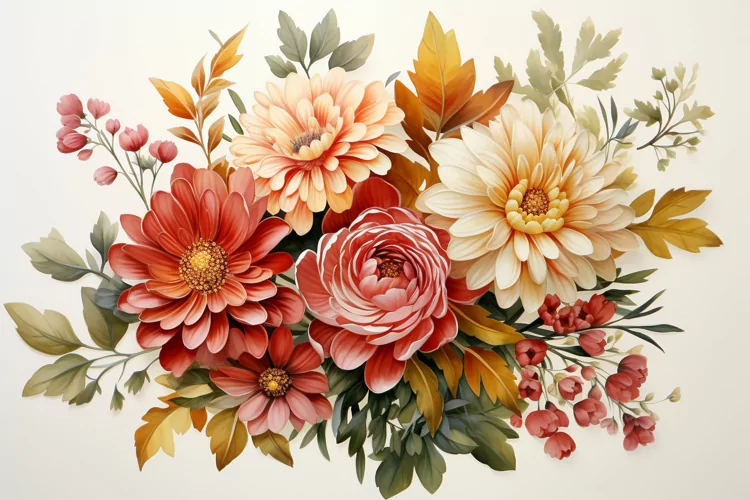 Watercolor Flowers Bouquets, illustration Background