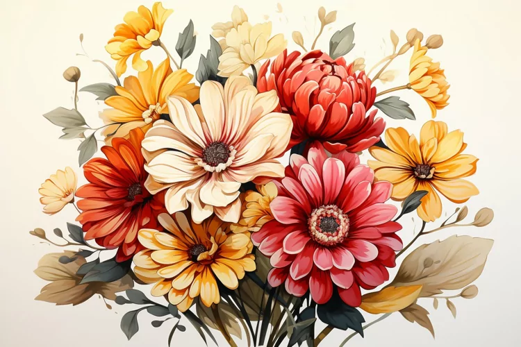 Watercolor Flowers Bouquets, illustration Background