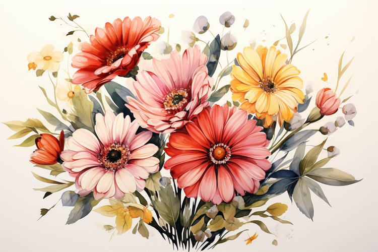 Watercolor Flowers Bouquets, illustration Background