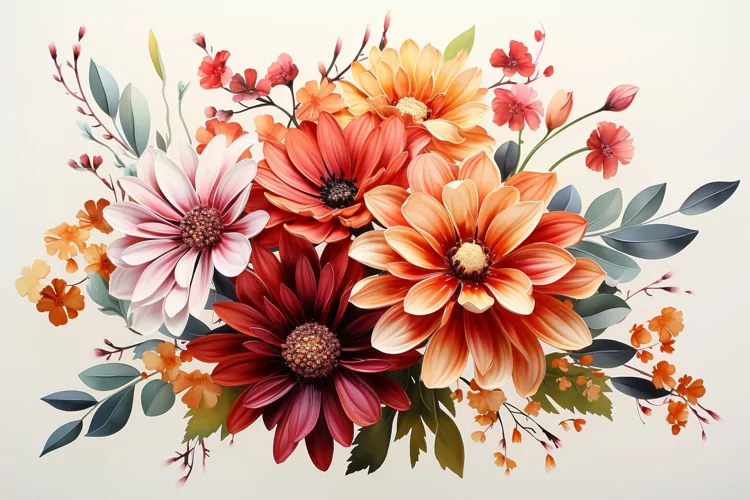 Watercolor Flowers Bouquets, illustration Background
