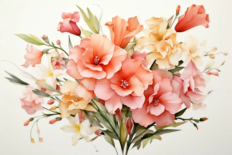Watercolor Flowers Bouquets, illustration Background