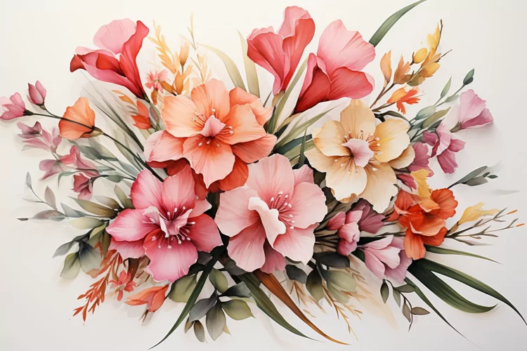 Watercolor Flowers Bouquets, illustration Background