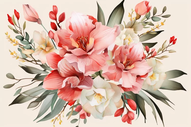 Watercolor Flowers Bouquets, illustration Background