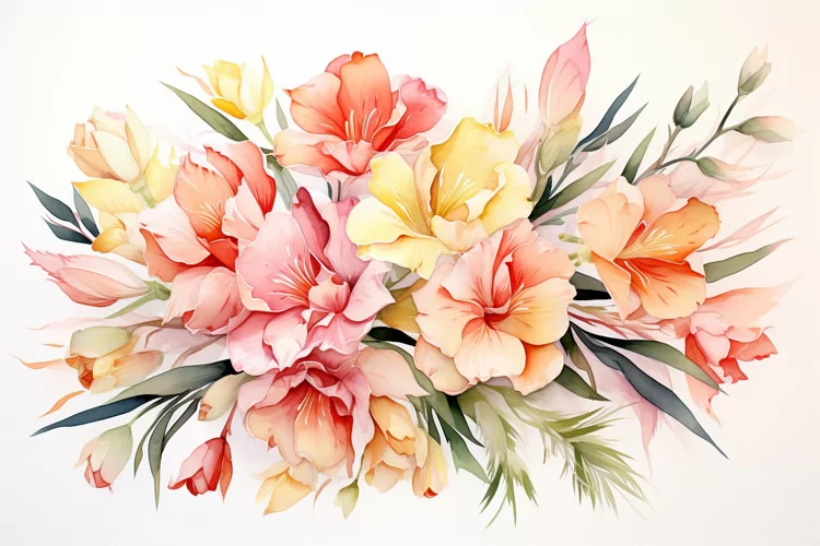 Watercolor Flowers Bouquets, illustration Background