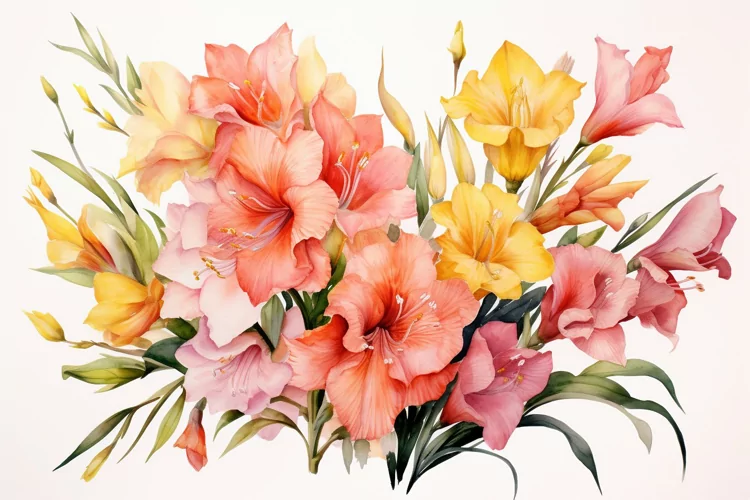 Watercolor Flowers Bouquets, illustration Background