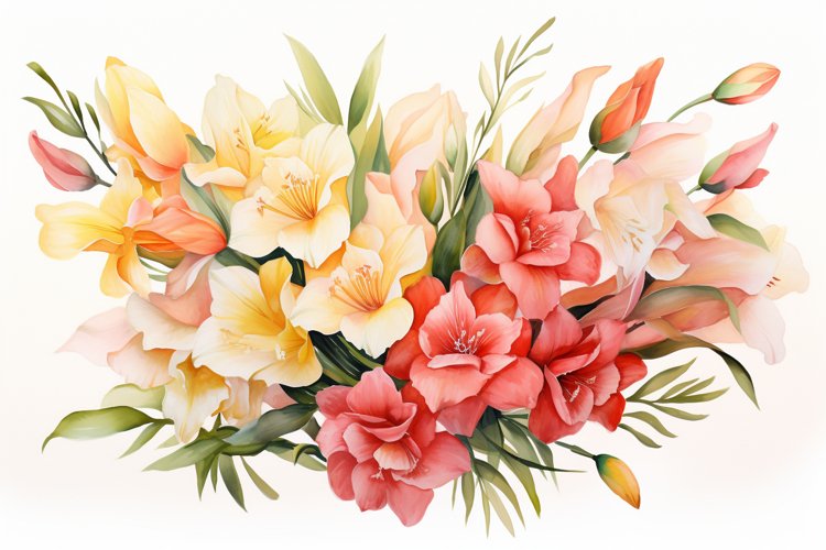 Watercolor Flowers Bouquets, illustration Background