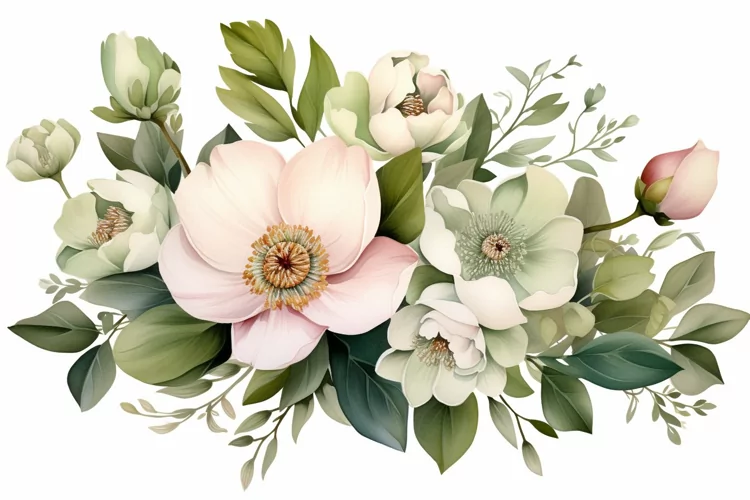 Watercolor Flowers Bouquets, illustration Background