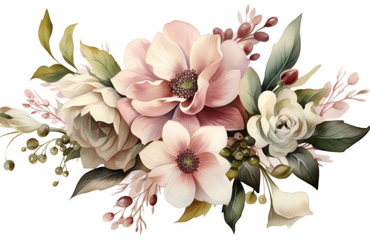 Watercolor Flowers Bouquets, illustration Background