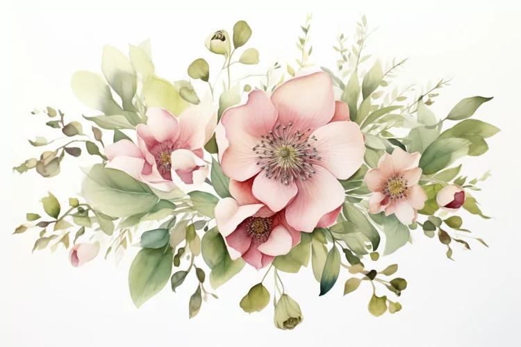 Watercolor Flowers Bouquets, illustration Background