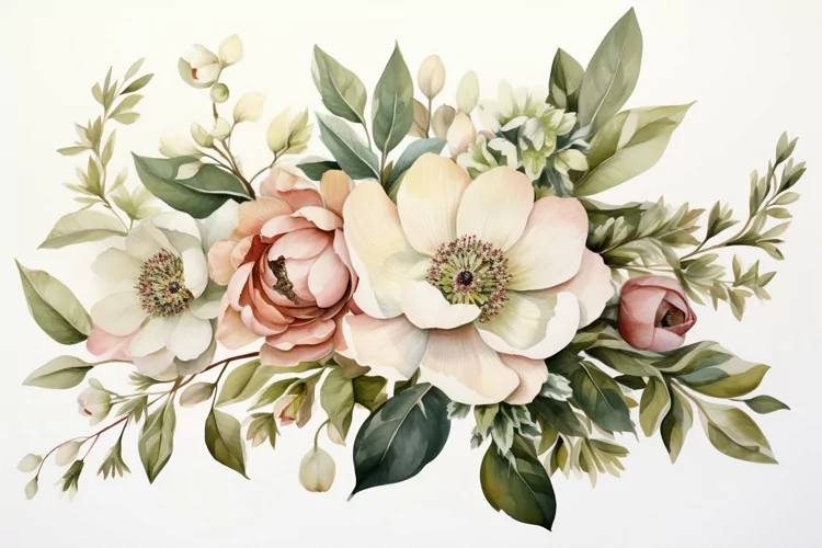 Watercolor Flowers Bouquets, illustration Background